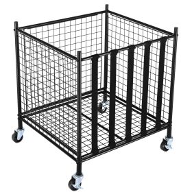 VEVOR Rolling Sports Ball Storage Cart, Lockable Basketball Cage with Elastic Straps, Sport Equipment Holder Organizer for Indoor Outdoor