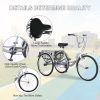 Adult Tricycle Trikes,3-Wheel Bikes,24 Inch Wheels Cruiser Bicycles with Large Shopping Basket for Women and Men