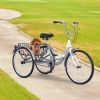 Adult Tricycle Trikes,3-Wheel Bikes,24 Inch Wheels Cruiser Bicycles with Large Shopping Basket for Women and Men