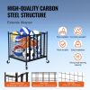 VEVOR Rolling Sports Ball Storage Cart, Lockable Basketball Cage with Elastic Straps, Sport Equipment Holder Organizer for Indoor Outdoor