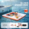 VEVOR Inflatable Floating Dock, 10x10FT Inflatable Dock Platform with 4*7FT Trampoline Mesh Pool