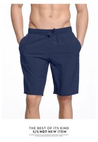 Mens Swim Trunks Quick Dry Water Beach Board Shorts (Color: Navy  Blue, size: L)