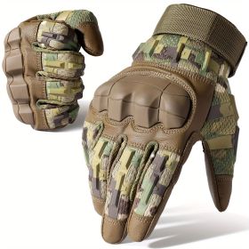 Tactical Gloves for Men - Touch Screen, Non-Slip, Full Finger Protection for Shooting, Airsoft, Military, Paintball, Motorcycle, Cycling, Hunting (Color: Camouflage, size: M)