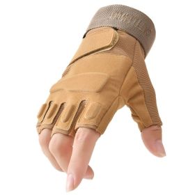 Outdoor Tactical Gloves Airsoft Sport Gloves Half Finger Military Men Women Combat Shooting Hunting Fitness Fingerless Gloves (Gloves Size: L, Color: Khaki)