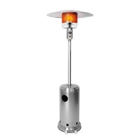 36,000 BTU Outdoor Propane Patio Heater with Stainless Steel Burner and Wheels for Home and Commercial, Black/Silver (SKU: KM3504, Color: Silver)