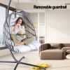 Swing Egg Chair with Stand Indoor Outdoor, UV Resistant Cushion Hanging Chair with Guardrail and Cup Holder